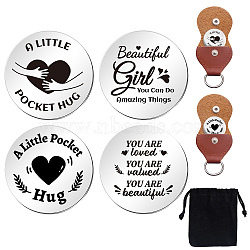 Encouragement To Daughter Theme Flat Round Double-Sided Engraved Stainless Steel Commemorative Decision Maker Coin Set, with Storage Pouch & Drawstring Bags, Girl Pattern, 25x25x2mm(AJEW-GL0001-63-001)