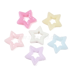 Plastics Beads, Imitation Jelly Beads, Star, Mixed Color, 25x27x5mm, Hole: 2mm, 387pcs/500g(KY-B005-11)