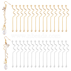 Elite 60Pcs 2 Colors Brass Earring Double Sided Eye Pins, Golden & Silver, 18 Gauge, 51.2x6x1mm, 30pcs/color(FIND-PH0005-04)