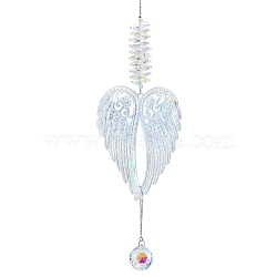 Metal with Glass Beaded Hanging Pendant Decorations, Suncatchers for Party Window, Wall Display Decorations, Heart, 470x86mm(PW-WG18174-02)