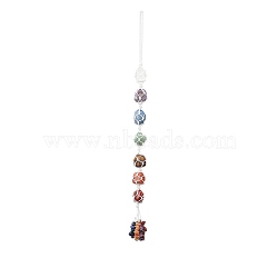 7 Chakra Gemstone Hanging Decorations, Yoga Meditation Hanging for Wall Home Decor Car Window Hanging Ornament, White, 320~330mm(HJEW-JM00805-04)