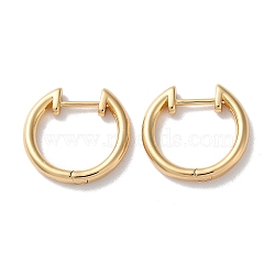 Lock Brass Huggie Hoop Earrings for Women, Real 18K Gold Plated, 17.5x2.5mm(EJEW-B056-14G)