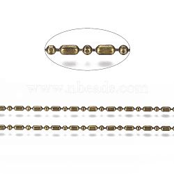 Brass Ball Chains, Ball & Bar Faceted Beaded Chains, Long-Lasting Plated, Soldered, with Spool, Cadmium Free & Nickel Free & Lead Free, Antique Bronze, 3.8x2mm and 2mm, about 16.4 Feet(5m)/roll(X-CHC-S008-010C-AB)