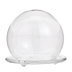 Glass Dome Cover, Decorative Display Case, Cloche Bell Jar Terrarium with Glass Base, Clear, 130x120mm(DJEW-WH0039-71)