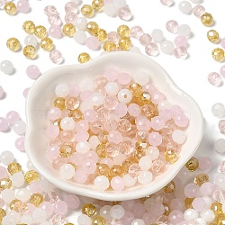 Glass Beads, Faceted, Rondelle, Pink, 6x5mm, Hole: 1mm, about 2360pcs/500g(EGLA-A034-LM6mm-59)