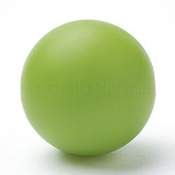 Food Grade Eco-Friendly Silicone Focal Beads, Round, Yellow Green, 18~20mm, Hole: 2mm(SIL-R008D-08)