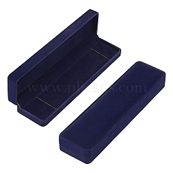 Velvet Jewelry Necklace Box, Necklace Gift Case, Rectangle, Midnight Blue, 22x5.5x3cm(CON-YWC0001-06)