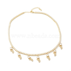 Brass Micro Pave Clear Cubic Zirconia Choker Necklaces, with Cup Chains, Rabbit, Real 18K Gold Plated, 15.74 inch(40cm)(NJEW-H308-02G)