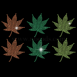 Glass Hotfix Rhinestone, Iron on Appliques, Costume Accessories, for Clothes, Bags, Pants, Maple Leaf Pattern, 297x210mm(DIY-WH0303-087)