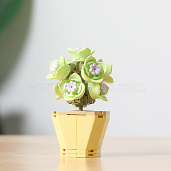 Plastic Succulent Flowers Plant Building Blocks DIY Toy Set, Succulents Bonsai Model, for Gift Home Decor, Light Green, 70x70x95mm(DIY-I077-09)