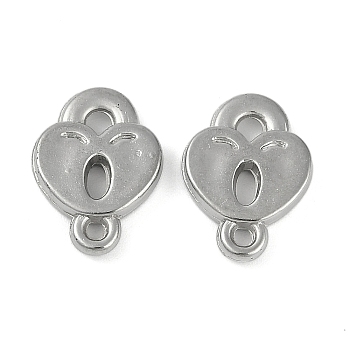 CCB Plastic Connector Charms, Smiling Face Heart Links, Platinum, 16x12x3mm, Hole: 1.2~1.6mm