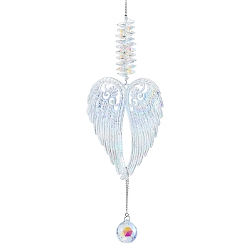Metal with Glass Beaded Hanging Pendant Decorations, Suncatchers for Party Window, Wall Display Decorations, Heart, 470x86mm