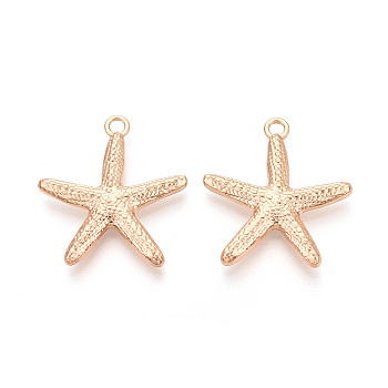 Rack Plating Alloy Pendants, Starfish Charms, Light Gold, 33x30x5mm, Hole: 2.8mm