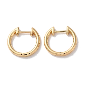 Lock Brass Huggie Hoop Earrings for Women, Real 18K Gold Plated, 17.5x2.5mm