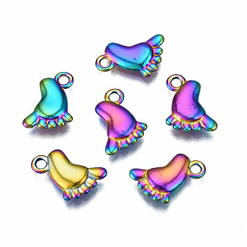 Rainbow Color Alloy Charms, Cadmium Free & Nickel Free & Lead Free, Foot, 13.5x10x2.5mm, Hole: 1.8mm