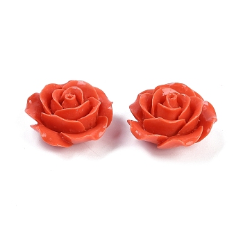 Synthetic Coral Carved Beads, Dyed, Flower, Orange Red, 25x14mm, Hole: 1.3mm