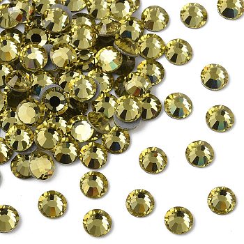 Preciosa&reg Crystal Hotfix Flatback Stones, Czech Crystal, Round(438 11 612 Chaton Rose VIVA 12 &reg), 80250 Acid Yellow, SS12(3.3~3.5mm)