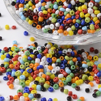 12/0 Opaque Colours Round Glass Seed Beads, Mixed Color, 2~3x1.5~2mm, Hole: 0.8~1mm, about 4100pcs/bag