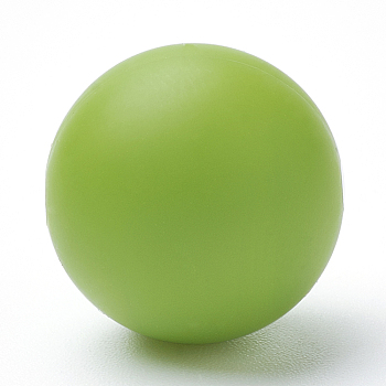 Food Grade Eco-Friendly Silicone Focal Beads, Round, Yellow Green, 18~20mm, Hole: 2mm
