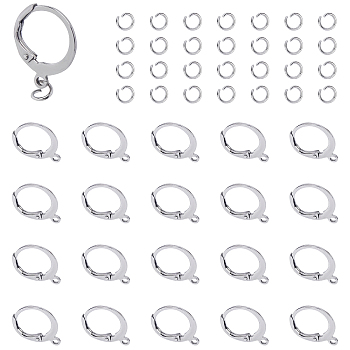 304 Stainless Steel Leverback Earring Findings, with Loop and Jump Rings, Stainless Steel Color, 160pcs/box