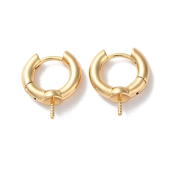Brass Hoop Earrings Findings, Rings, Real 18K Gold Plated, 16.5x5mm, Pin: 0.9mm and 0.8mm