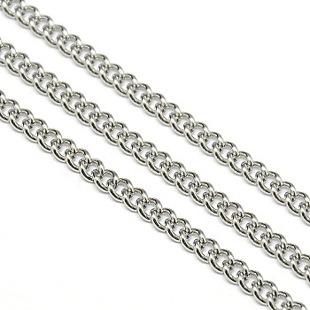 304 Stainless Steel Curb Chains, Unwelded, Stainless Steel Color, 4x3x2mm