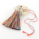 Polyester Tassel Pendant Decorations with Antique Silver CCB Plastic Findings(AJEW-R054-03)-1