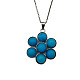 ожерелье с подвеской в виде цветка из синтетической бирюзы(FO7861-10)-1