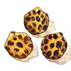 Transparent Acrylic Pendants, Leopard Print Pattern, Shell Shape, 30~31x26x6.5mm, Hole: 2.5mm(OACR-D303-01F)