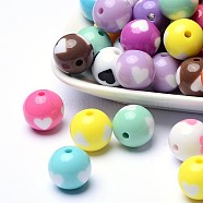 Opaque Acrylic Beads, Round, Mixed Color, about 220pcs/500g, 16mm in diameter, hole: about 3mm(YPL454)