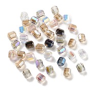 Electroplate Column Glass Beads, Faceted, Mixed Color, 9x8mm, Hole: 1.5mm(EGLA-A043-02)