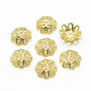 Plated Iron Fancy Bead Caps, Flower, Multi-Petal, Filigree, Golden, 10x3mm, Hole: 1mm(IFIN-S696-33G-10mm)