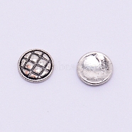 Alloy Cabochons, Nail Art Studs, Nail Art Decoration Accessories for Women, Flat Round with Grid, Antique Silver, 5.5x1mm, 100pcs/bag(AJEW-WH0129-45B-AS)