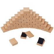 48pcs Kraft Cotton Filled Cardboard Paper Jewelry Set Boxes, for Ring, Necklace, with Sponge inside, Rectangle, Tan, 9x7x3cm, Inner Size: 8.5x6.4x1.7cm(CBOX-NB0001-28)