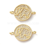 Rack Plating Brass Micro Pave Clear Cubic Zirconia Elephant Connector Charms, Lead Free & Cadmium Free, Real 18K Gold Plated, 20x13.5x3.5mm, Hole: 1.7mm(KK-C084-30G-02)