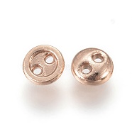 Alloy Buttons, 2-Hole, Flat Round, Golden, 4x1.5mm, Hole: 0.7mm(PALLOY-WH0037-01RG-4mm)