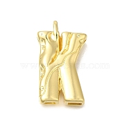 Rack Plating Brass Pendants, Long-Lasting Plated, Cadmium Free & Lead Free, Real 18K Gold Plated, Letter K, 26x15x4.8mm, Hole: 2.5x2.8mm(KK-I721-02G-K)