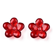 Transparent Glass Beads, Flower, Dark Red, 21x21.5x7mm, Hole: 1.8mm(GLAA-T030-01-B01)