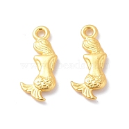 Rack Plating Alloy Pendants, Cadmium Free & Lead Free & Nickle Free, Mermaid Charm, Matte Gold Color, 20.5x9x2.5mm, Hole: 1.8mm(FIND-I036-16MG)