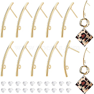 16Pcs Brass Stud Earring Findings, with Vertical Loops, Column, with 40Pcs Plastic Ear Nuts, Real 18K Gold Plated, 30x1.5mm, Hole: 2.5mm, Pin: 0.7mm(KK-BC0008-35)