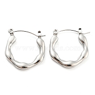 Wave Ring 304 Stainless Steel Hoop Earrings for Women, Stainless Steel Color, 22x21x3mm(EJEW-C067-11P)