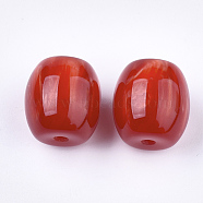 Resin Beads, Imitation Gemstone, Oval, Red, 17~17.5x16mm, Hole: 3mm(X-RESI-S377-13E)