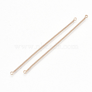 Brass Chain Links connectors, Rose Gold, 73~74x1x1mm, Hole: 1.6mm(KK-T044-01RG)