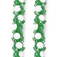 Handmade Lampwork Beads Strands, Frog, Lime Green, 15x19.5x17mm, Hole: 1.6mm, about 35pcs/strand, 15.98''(40.6cm)(LAMP-P066-07F)