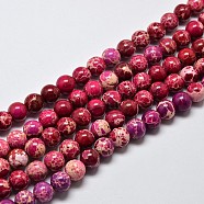 Natural Imperial Jasper Beads Strands, Round, Dyed, Crimson, 6mm, Hole: 1mm, about 62pcs/strand, 15 inch(G-I122-6mm-08)