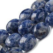 Natural Blue Spot Jasper Beads Strands, Flat Oval, 10x8x5.5mm, Hole: 0.8mm, about 39pcs/strand, 15.47''(39.3cm)(G-M420-D08-01)