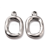 304 Stainless Steel Pendants, Oval, Stainless Steel Color, 18.5x12x2.5mm, Hole: 1.6mm(STAS-B024-68P)