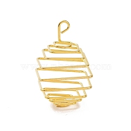 Iron Wire Spiral Bead Cage Pendants, Square Charms, Golden, 40x24.5x24.5mm, Hole: 4.2x3mm(IFIN-Q126-01G)