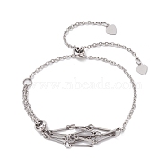 Adjustable Braided 201 Stainless Steel Macrame Pouch Cable Chain Slider Bracelet Making, with 304 Stainless Steel Cable Chains, Stainless Steel Color, Inner Diameter: 2-7/8 inch(7.3cm), pouch: 21x20mm(BJEW-JB10284-02)