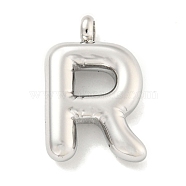 Non-Tarnish 304 Stainless Steel Pendants, Letter Charm, Stainless Steel Color, Letter R, 24.5x15.5x5.5mm, Hole: 3mm(STAS-C102-16P-R)